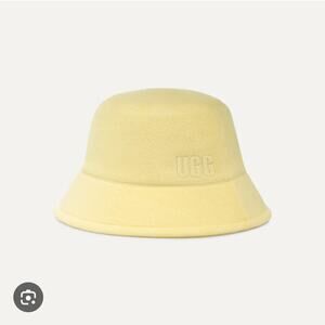 NEW UGG Womens Terry Cloth Bucket Hat L/XL Honeycomb Soft Yellow Logo